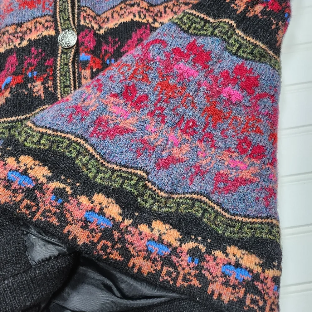 Icelandic Design | Vibrant Wool Button Up Sweater Coat AS-IS | Med/Large - Picture 5 of 12